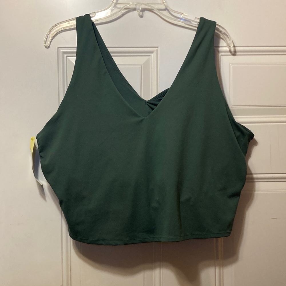 Dark Green V-Neck Crop Top 3X NWT‎